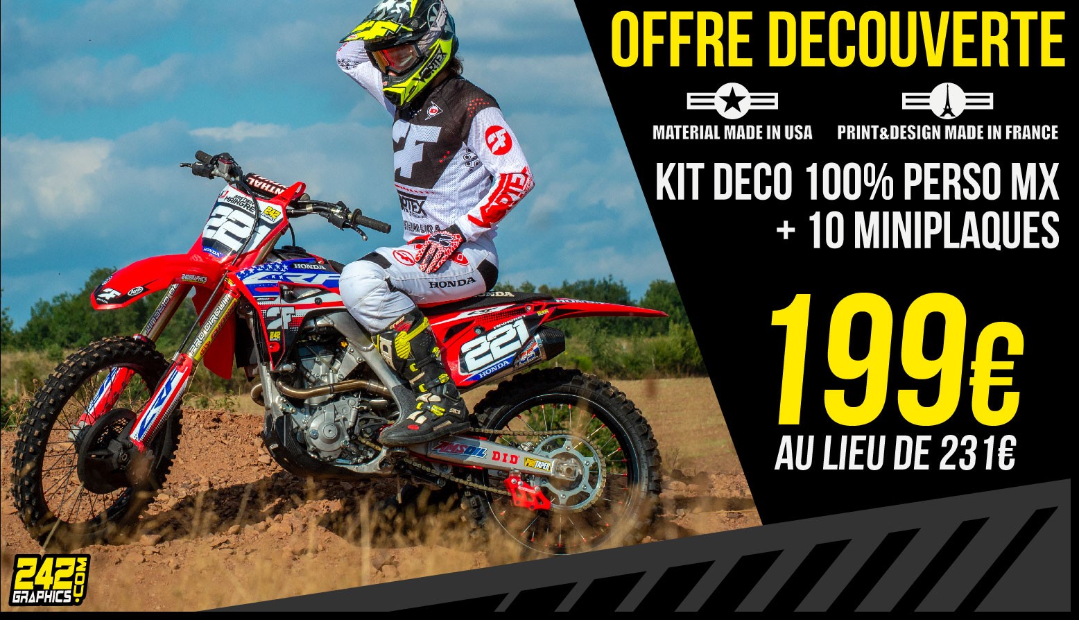 242graphics Kit Deco Perso Motocross Pitbike Et Accessoires